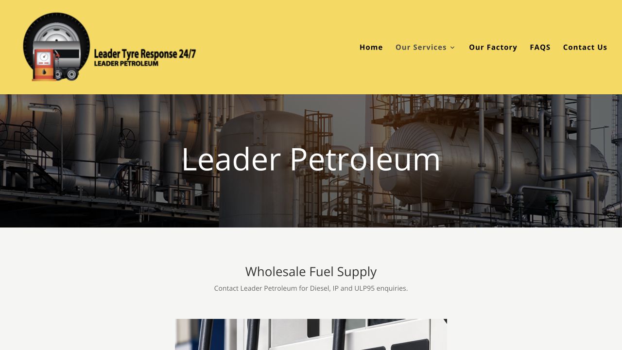 Current Leader247 petroleum page with fuel information and contact routes